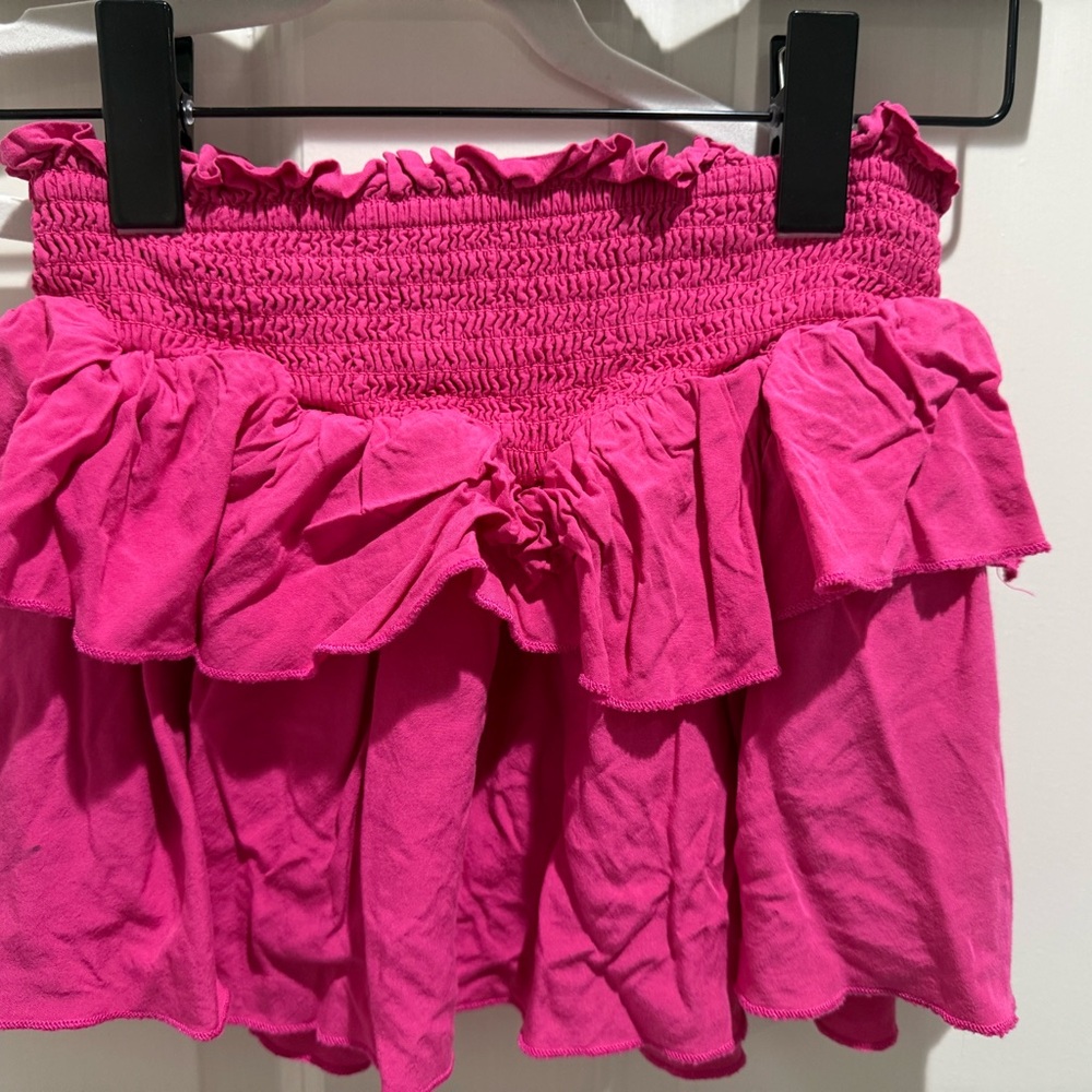 Katie J NYC Fuchsia Ruffled Mini Skirt
